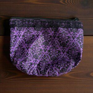 ANNA SUI Purple Black Patterned Makeup Travel Cosmetic Bag NEW NWOT